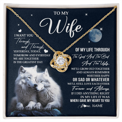 Love Knot Necklace 18K Yellow Gold Finish | 1 | Personalized To My Wife Canvas From Husband I Want You Wolf Wife Birthday Gifts Anniversary Romantic Valentines Day Christmas Custom Wall Art Print Framed Canvas | siriusteestore