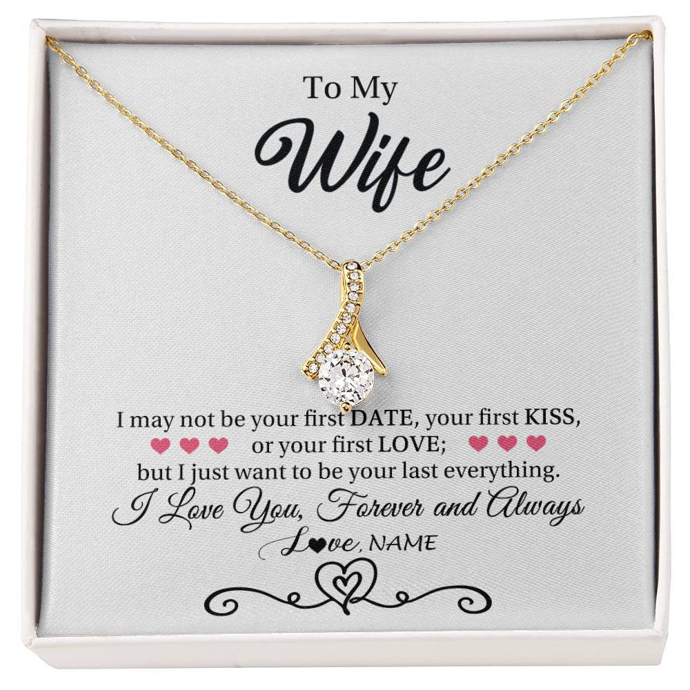 Alluring Beauty Necklace 18K Yellow Gold Finish | 1 | Personalized To My Wife Necklace For Women I Love You Wife From Husband Birthday Anniversary Wedding Valentines Day Pendant Customized Gift Box Message Card | siriusteestore