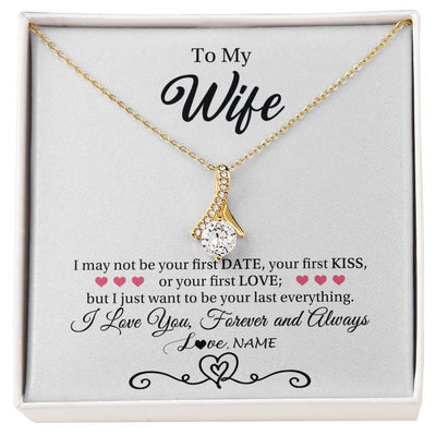 Alluring Beauty Necklace 18K Yellow Gold Finish | 1 | Personalized To My Wife Necklace For Women I Love You Wife From Husband Birthday Anniversary Wedding Valentines Day Pendant Customized Gift Box Message Card | siriusteestore