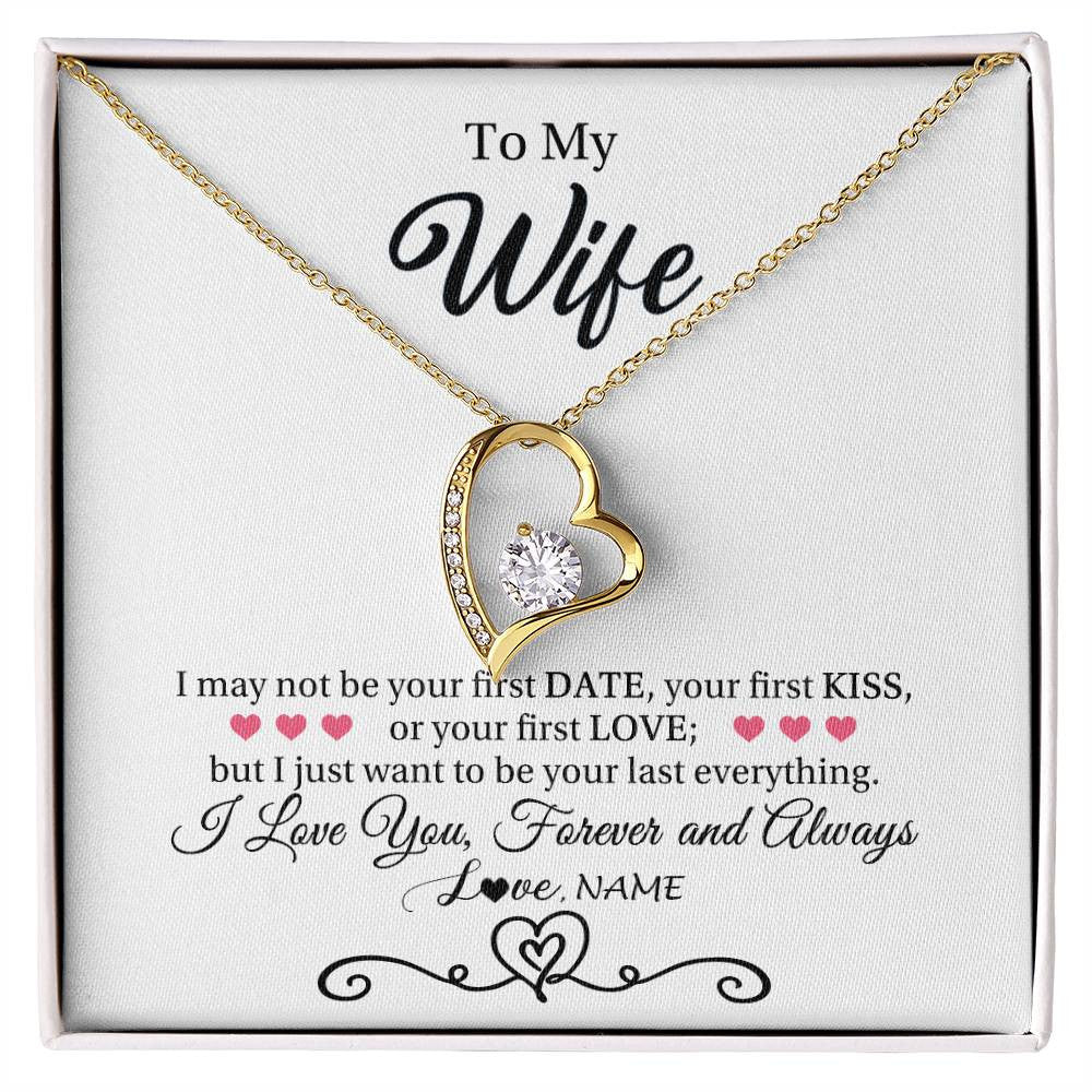 Forever Love Necklace 18K Yellow Gold Finish | 1 | Personalized To My Wife Necklace For Women I Love You Wife From Husband Birthday Anniversary Wedding Valentines Day Pendant Customized Gift Box Message Card | siriusteestore