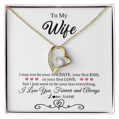 Forever Love Necklace 18K Yellow Gold Finish | 1 | Personalized To My Wife Necklace For Women I Love You Wife From Husband Birthday Anniversary Wedding Valentines Day Pendant Customized Gift Box Message Card | siriusteestore