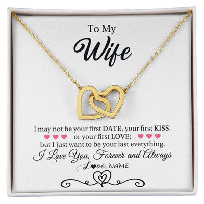 Interlocking Hearts Necklace 18K Yellow Gold Finish | 1 | Personalized To My Wife Necklace For Women I Love You Wife From Husband Birthday Anniversary Wedding Valentines Day Pendant Customized Gift Box Message Card | siriusteestore