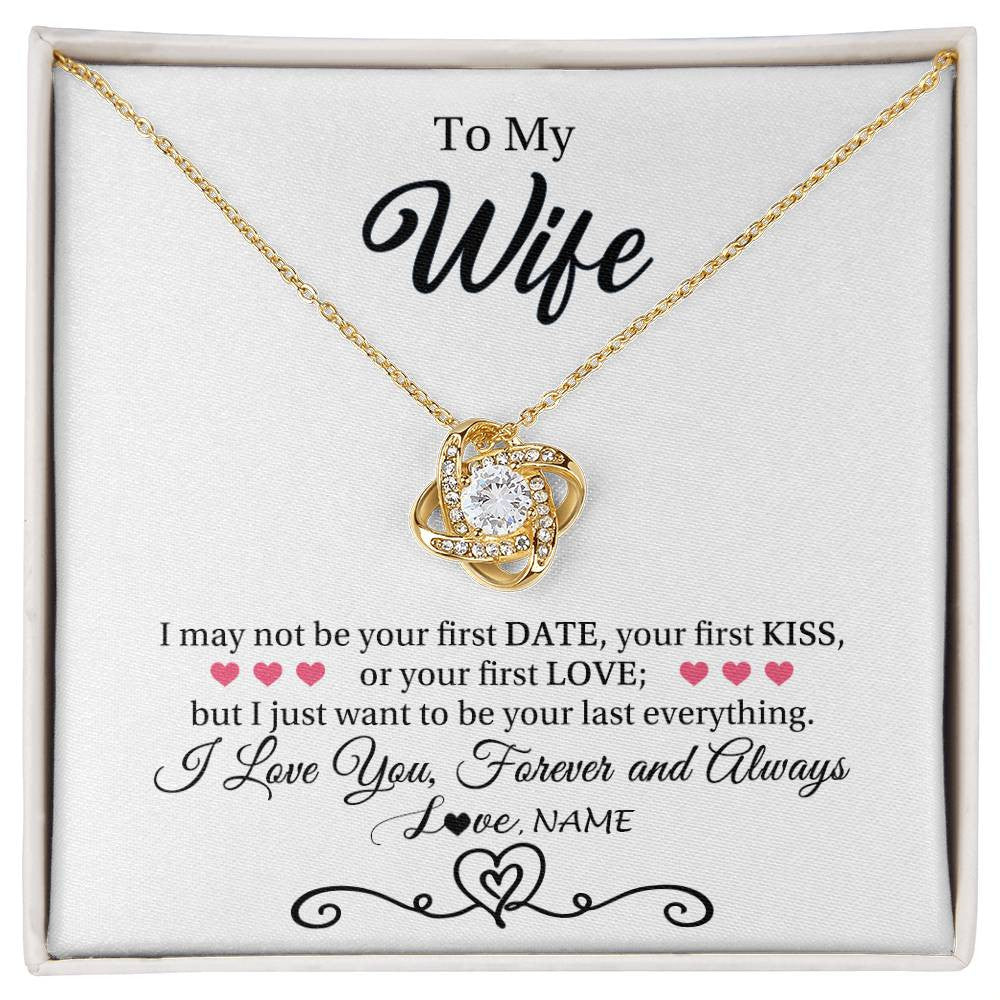 Love Knot Necklace 18K Yellow Gold Finish | 1 | Personalized To My Wife Necklace For Women I Love You Wife From Husband Birthday Anniversary Wedding Valentines Day Pendant Customized Gift Box Message Card | siriusteestore