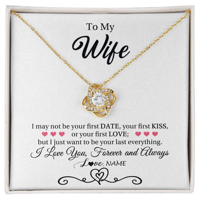 Love Knot Necklace 18K Yellow Gold Finish | 1 | Personalized To My Wife Necklace For Women I Love You Wife From Husband Birthday Anniversary Wedding Valentines Day Pendant Customized Gift Box Message Card | siriusteestore