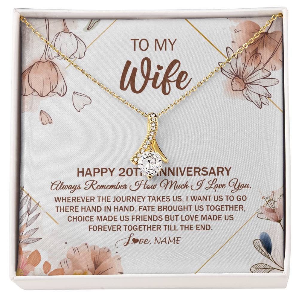 Alluring Beauty Necklace 18K Yellow Gold Finish | Personalized To My Wife Necklace From Husband 20 Years Anniversary For Her 20th Anniversary 20 Years Wedding Anniversary For Her Customized Gift Box Message Card | siriusteestore