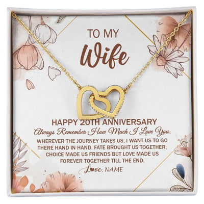 Interlocking Hearts Necklace 18K Yellow Gold Finish | Personalized To My Wife Necklace From Husband 20 Years Anniversary For Her 20th Anniversary 20 Years Wedding Anniversary For Her Customized Gift Box Message Card | siriusteestore
