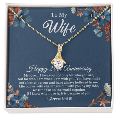 Alluring Beauty Necklace 18K Yellow Gold Finish | 1 | Personalized To My Wife Necklace From Husband 20 Years Wedding Anniversary For Her 20th Anniversary For Her 20 Years Anniversary Customized Gift Box Message Card | siriusteestore