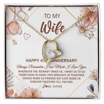 Forever Love Necklace 18K Yellow Gold Finish | Personalized To My Wife Necklace From Husband 4 Years Anniversary For Her 4th Anniversary 4 Years Wedding Anniversary For Her Customized Gift Box Message Card | siriusteestore
