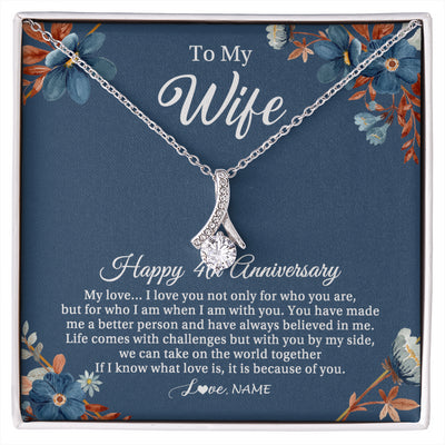 Alluring Beauty Necklace 14K White Gold Finish | 1 | Personalized To My Wife Necklace From Husband 4 Years Wedding Anniversary For Her 4th Anniversary For Her 4 Years Anniversary Customized Gift Box Message Card | siriusteestore