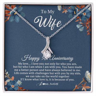 Alluring Beauty Necklace 14K White Gold Finish | 1 | Personalized To My Wife Necklace From Husband 5 Years Wedding Anniversary For Her 5th Anniversary For Her 5 Years Anniversary Customized Gift Box Message Card | siriusteestore
