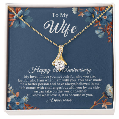 Alluring Beauty Necklace 18K Yellow Gold Finish | 1 | Personalized To My Wife Necklace From Husband 6 Years Wedding Anniversary For Her 6th Anniversary For Her 6 Years Anniversary Customized Gift Box Message Card | siriusteestore