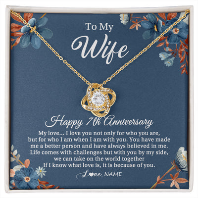 Love Knot Necklace 18K Yellow Gold Finish | 1 | Personalized To My Wife Necklace From Husband 7 Years Wedding Anniversary For Her 7th Anniversary For Her 7 Years Anniversary Customized Gift Box Message Card | siriusteestore
