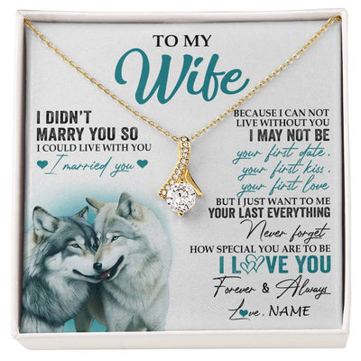 Alluring Beauty Necklace 18K Yellow Gold Finish | 1 | Personalized To My Wife Necklace From Husband I Didn't Marry You So Wolf For Wife Wedding Anniversary Day Birthday Christmas Customized Gift Box Message Card | siriusteestore