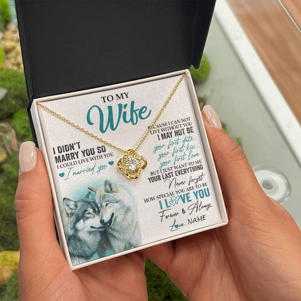 Love Knot Necklace 18K Yellow Gold Finish | 2 | Personalized To My Wife Necklace From Husband I Didn't Marry You So Wolf For Wife Wedding Anniversary Day Birthday Christmas Customized Gift Box Message Card | siriusteestore