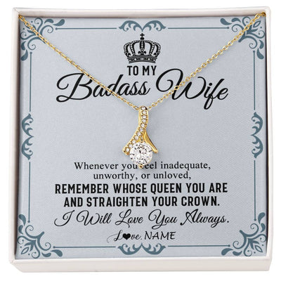 Alluring Beauty Necklace 18K Yellow Gold Finish | 1 | Personalized To My Wife Necklace From Husband I Will Love You Always Wife Birthday Anniversary Valentines Day Christmas Customized Gift Box Message Card | siriusteestore