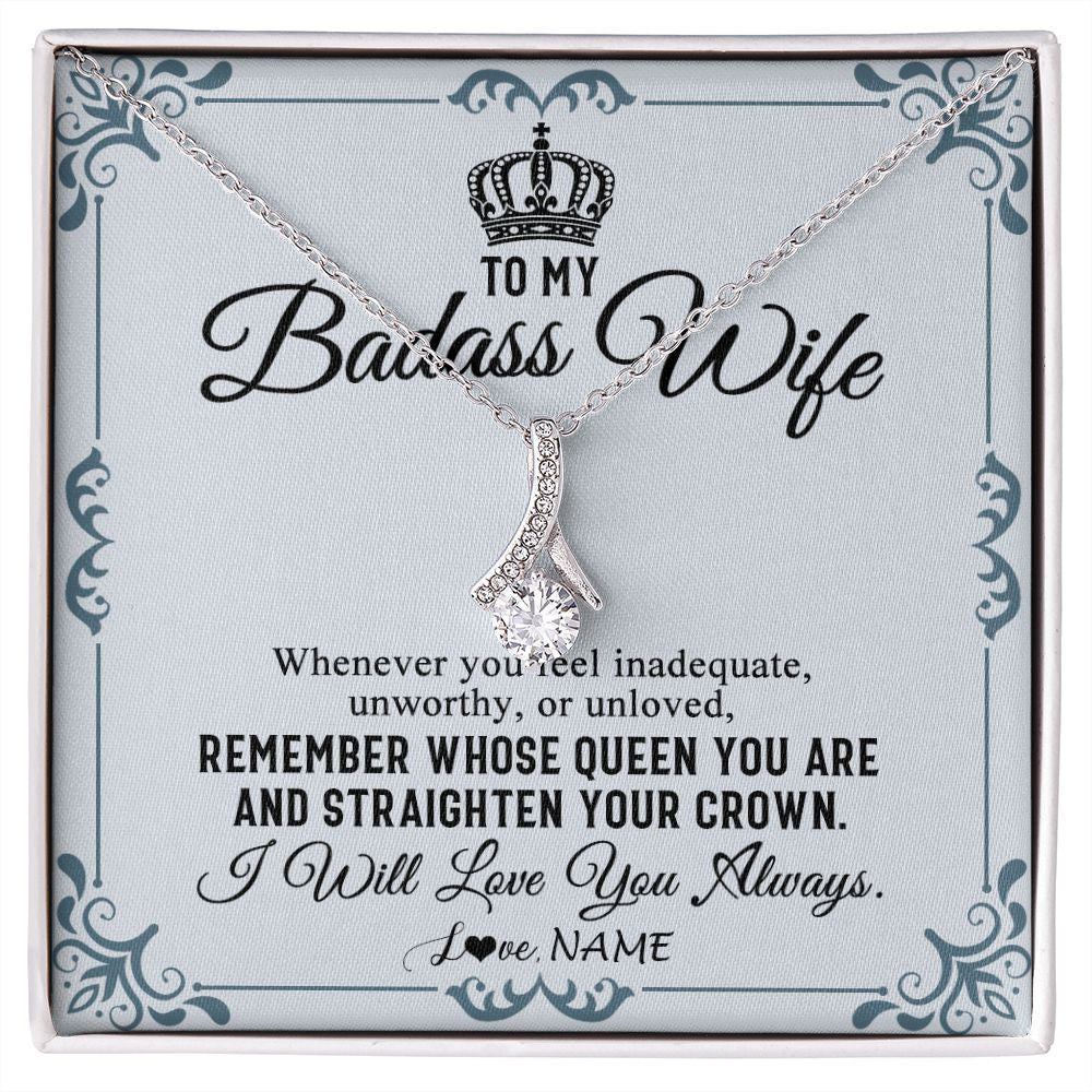 Alluring Beauty Necklace | Personalized To My Wife Necklace From Husband I Will Love You Always Wife Birthday Anniversary Valentines Day Christmas Customized Gift Box Message Card | siriusteestore