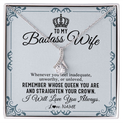 Alluring Beauty Necklace | Personalized To My Wife Necklace From Husband I Will Love You Always Wife Birthday Anniversary Valentines Day Christmas Customized Gift Box Message Card | siriusteestore