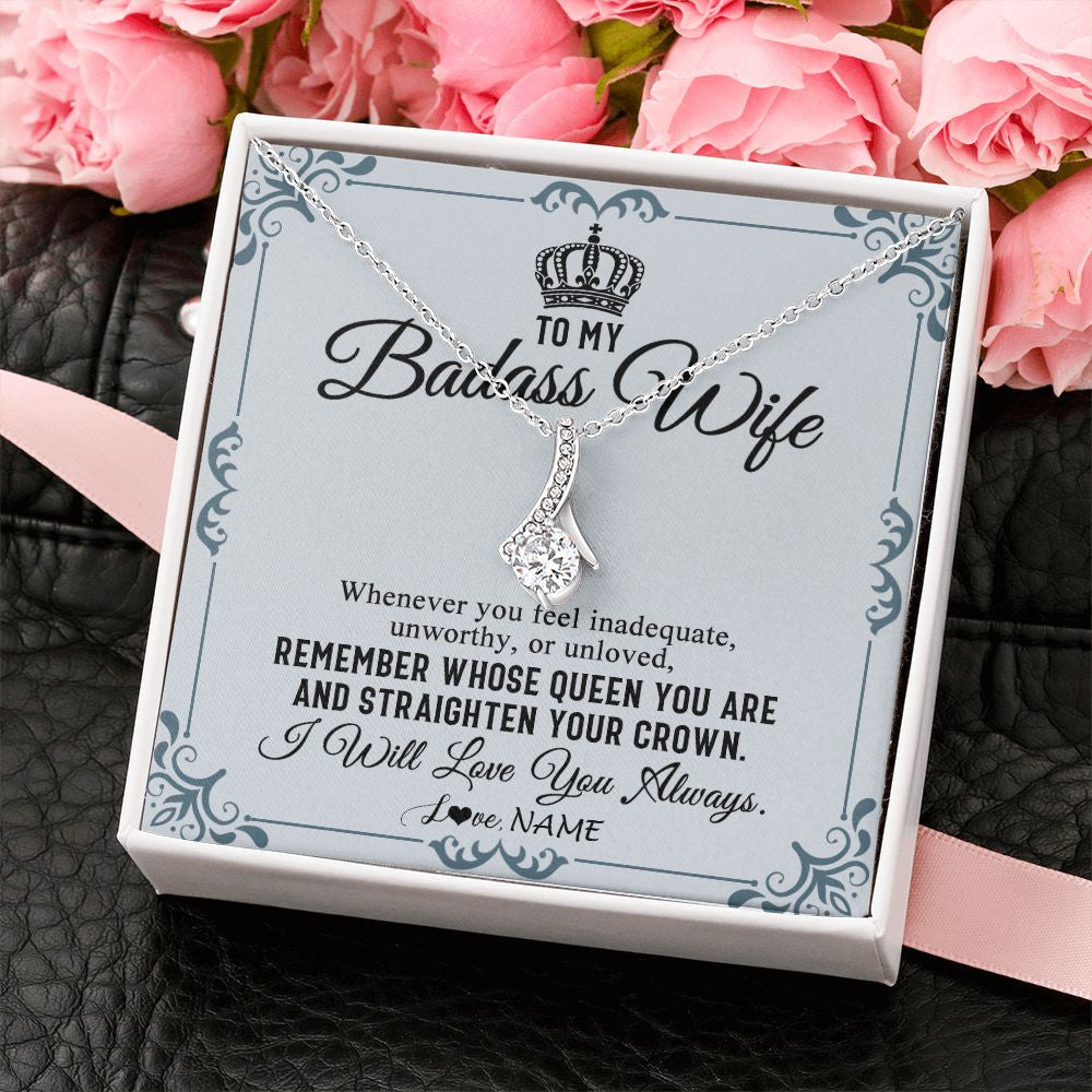 Alluring Beauty Necklace | Personalized To My Wife Necklace From Husband I Will Love You Always Wife Birthday Anniversary Valentines Day Christmas Customized Gift Box Message Card | siriusteestore