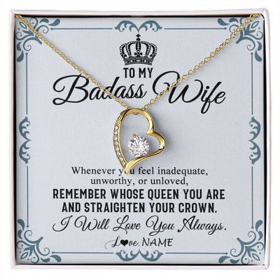 Forever Love Necklace 18K Yellow Gold Finish | 1 | Personalized To My Wife Necklace From Husband I Will Love You Always Wife Birthday Anniversary Valentines Day Christmas Customized Gift Box Message Card | siriusteestore