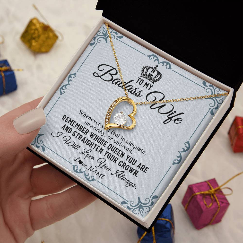 Forever Love Necklace 18K Yellow Gold Finish | 2 | Personalized To My Wife Necklace From Husband I Will Love You Always Wife Birthday Anniversary Valentines Day Christmas Customized Gift Box Message Card | siriusteestore