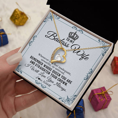 Forever Love Necklace 18K Yellow Gold Finish | 2 | Personalized To My Wife Necklace From Husband I Will Love You Always Wife Birthday Anniversary Valentines Day Christmas Customized Gift Box Message Card | siriusteestore