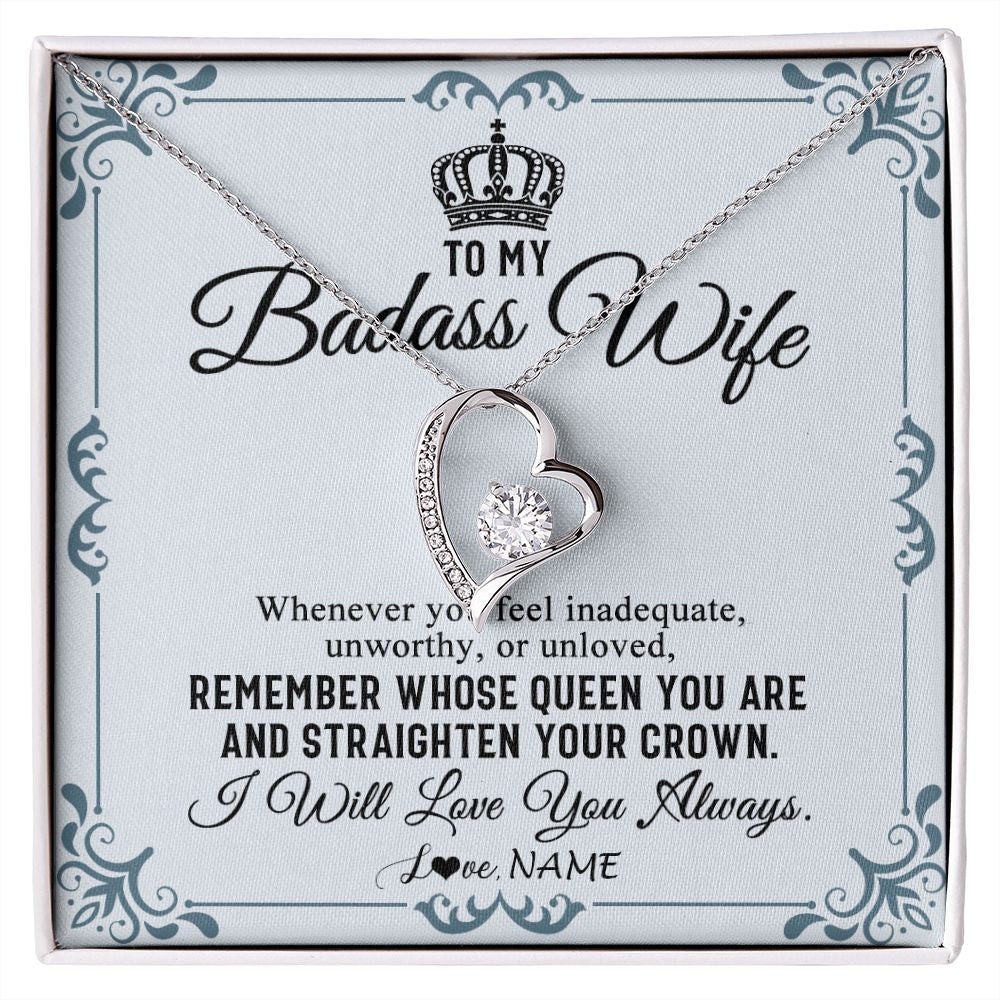 Forever Love Necklace | Personalized To My Wife Necklace From Husband I Will Love You Always Wife Birthday Anniversary Valentines Day Christmas Customized Gift Box Message Card | siriusteestore