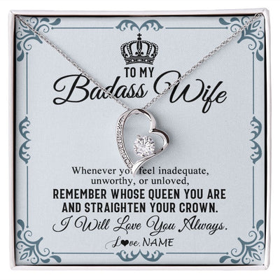 Forever Love Necklace | Personalized To My Wife Necklace From Husband I Will Love You Always Wife Birthday Anniversary Valentines Day Christmas Customized Gift Box Message Card | siriusteestore