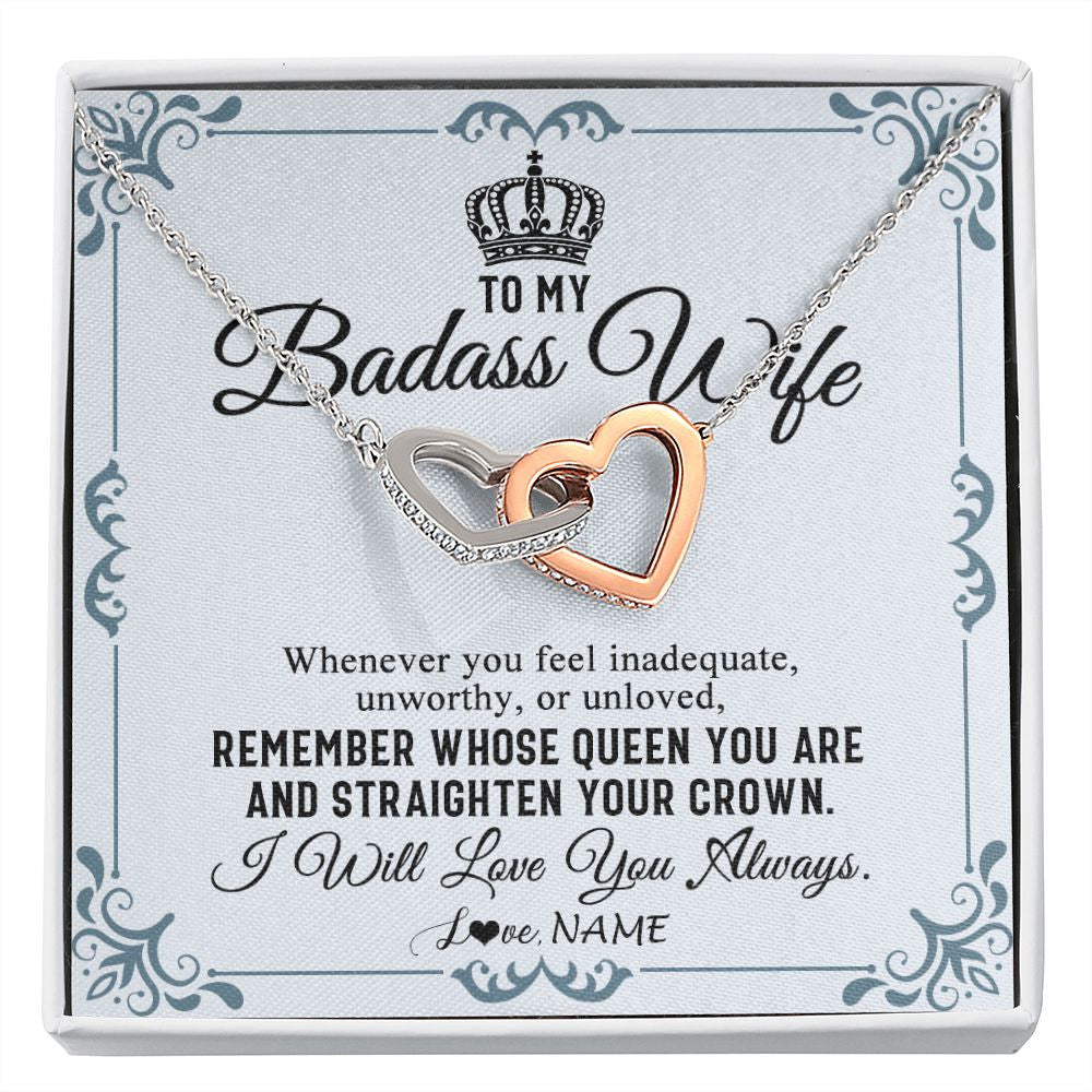 Interlocking Hearts Necklace | Personalized To My Wife Necklace From Husband I Will Love You Always Wife Birthday Anniversary Valentines Day Christmas Customized Gift Box Message Card | siriusteestore