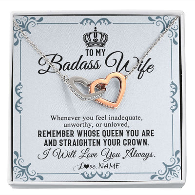 Interlocking Hearts Necklace | Personalized To My Wife Necklace From Husband I Will Love You Always Wife Birthday Anniversary Valentines Day Christmas Customized Gift Box Message Card | siriusteestore