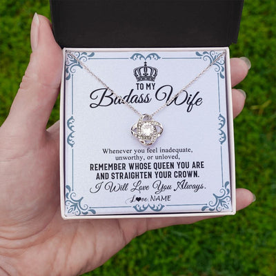 Love Knot Necklace | Personalized To My Wife Necklace From Husband I Will Love You Always Wife Birthday Anniversary Valentines Day Christmas Customized Gift Box Message Card | siriusteestore