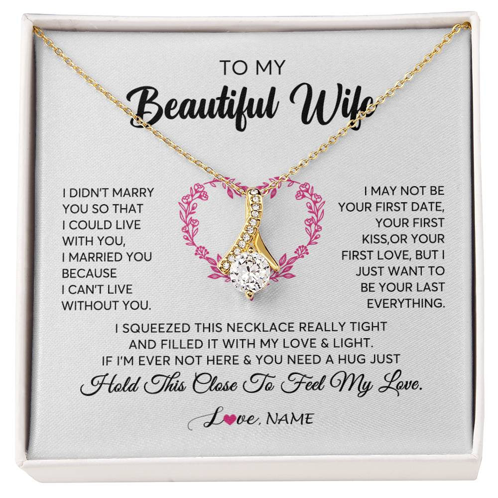Alluring Beauty Necklace 18K Yellow Gold Finish | Personalized To My Wife Necklace From Husband Love Heart Soulmate Wife Birthday Anniversary Wedding Valentines Day For Her Customized Gift Box Message Card | siriusteestore