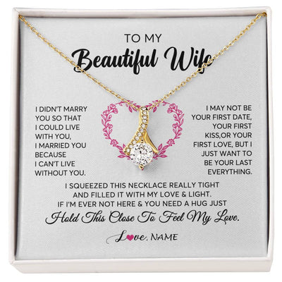 Alluring Beauty Necklace 18K Yellow Gold Finish | Personalized To My Wife Necklace From Husband Love Heart Soulmate Wife Birthday Anniversary Wedding Valentines Day For Her Customized Gift Box Message Card | siriusteestore