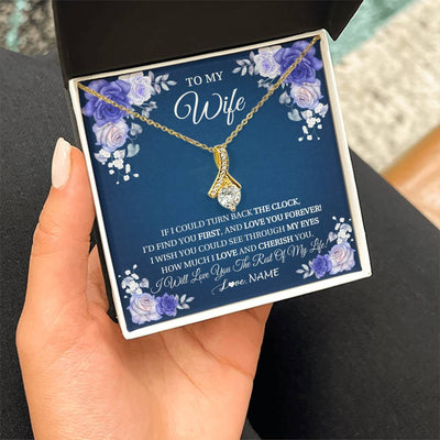 Alluring Beauty Necklace 18K Yellow Gold Finish | 2 | Personalized To My Wife Necklace From Husband Love You Forever Wife Birthday Anniversary Wedding Valentines Day Christmas Customized Gift Box Message Card | siriusteestore