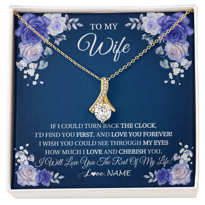 Alluring Beauty Necklace 18K Yellow Gold Finish | 1 | Personalized To My Wife Necklace From Husband Love You Forever Wife Birthday Anniversary Wedding Valentines Day Christmas Customized Gift Box Message Card | siriusteestore
