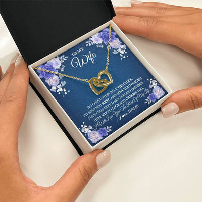Interlocking Hearts Necklace 18K Yellow Gold Finish | 2 | Personalized To My Wife Necklace From Husband Love You Forever Wife Birthday Anniversary Wedding Valentines Day Christmas Customized Gift Box Message Card | siriusteestore