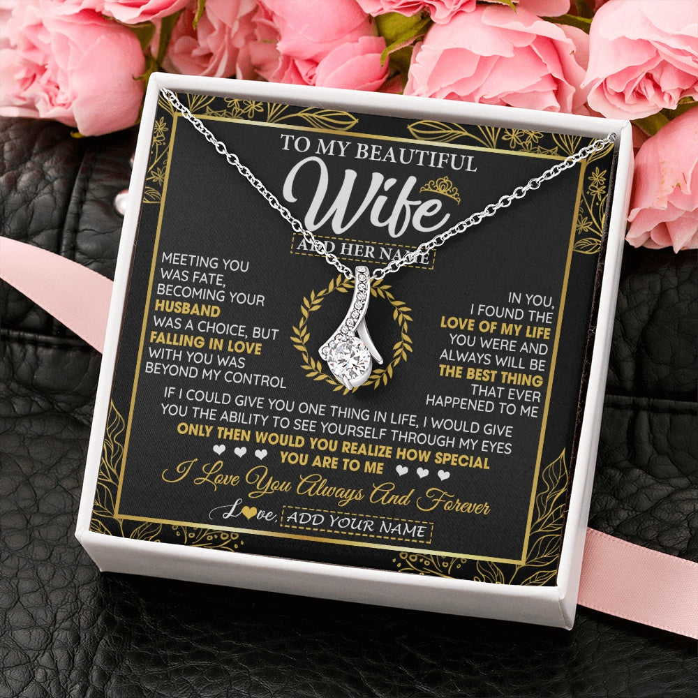 Alluring Beauty Necklace 14K White Gold Finish | 2 | Personalized To My Wife Necklace From Husband Metting You Wife Birthday Gifts Soulmate Valentines Gifts For Wife Christmas Mothers Day Gift Box Message Card | siriusteestore.myshopify