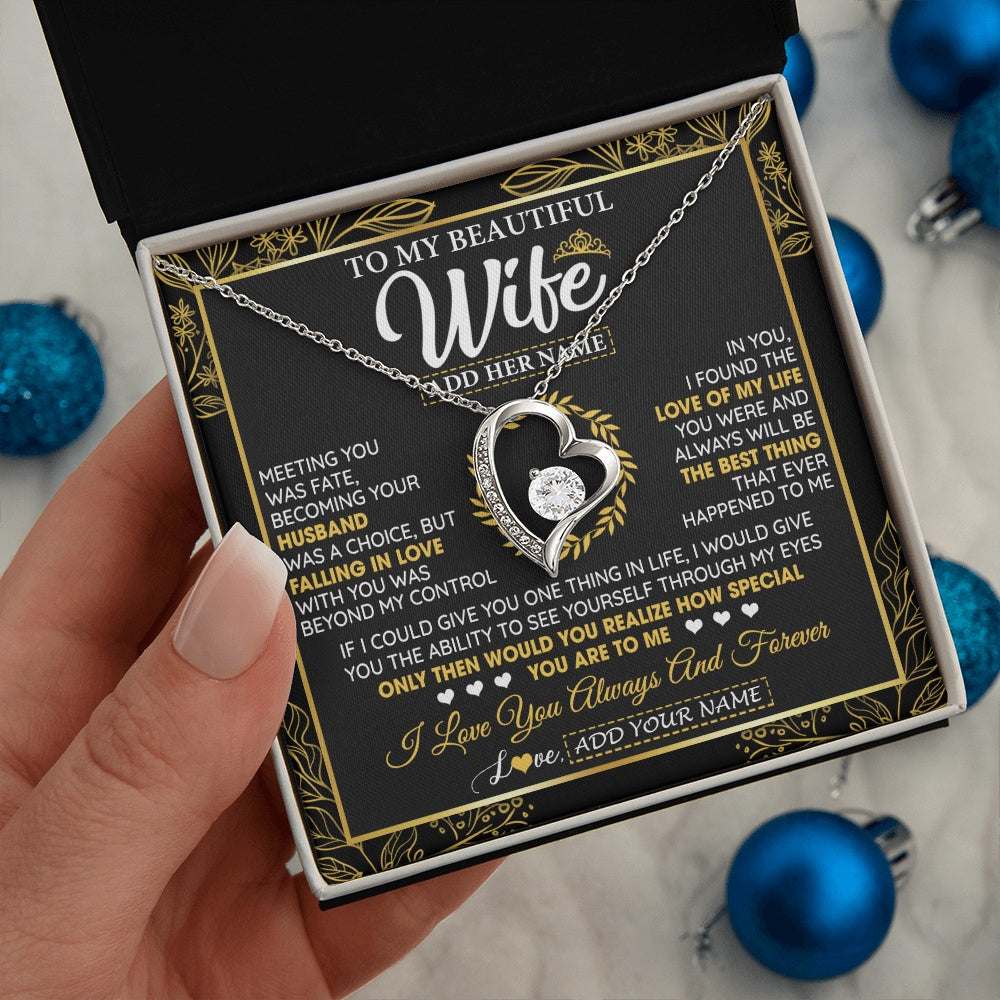 Forever Love Necklace 14K White Gold Finish | 2 | Personalized To My Wife Necklace From Husband Metting You Wife Birthday Gifts Soulmate Valentines Gifts For Wife Christmas Mothers Day Gift Box Message Card | siriusteestore.myshopify