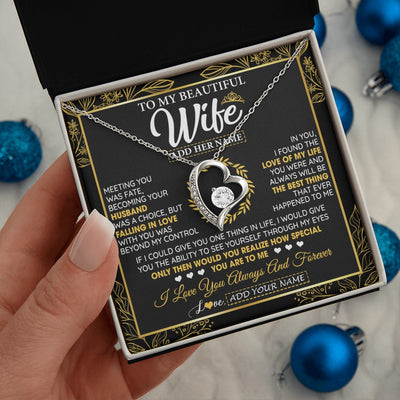 Forever Love Necklace 14K White Gold Finish | 2 | Personalized To My Wife Necklace From Husband Metting You Wife Birthday Gifts Soulmate Valentines Gifts For Wife Christmas Mothers Day Gift Box Message Card | siriusteestore.myshopify