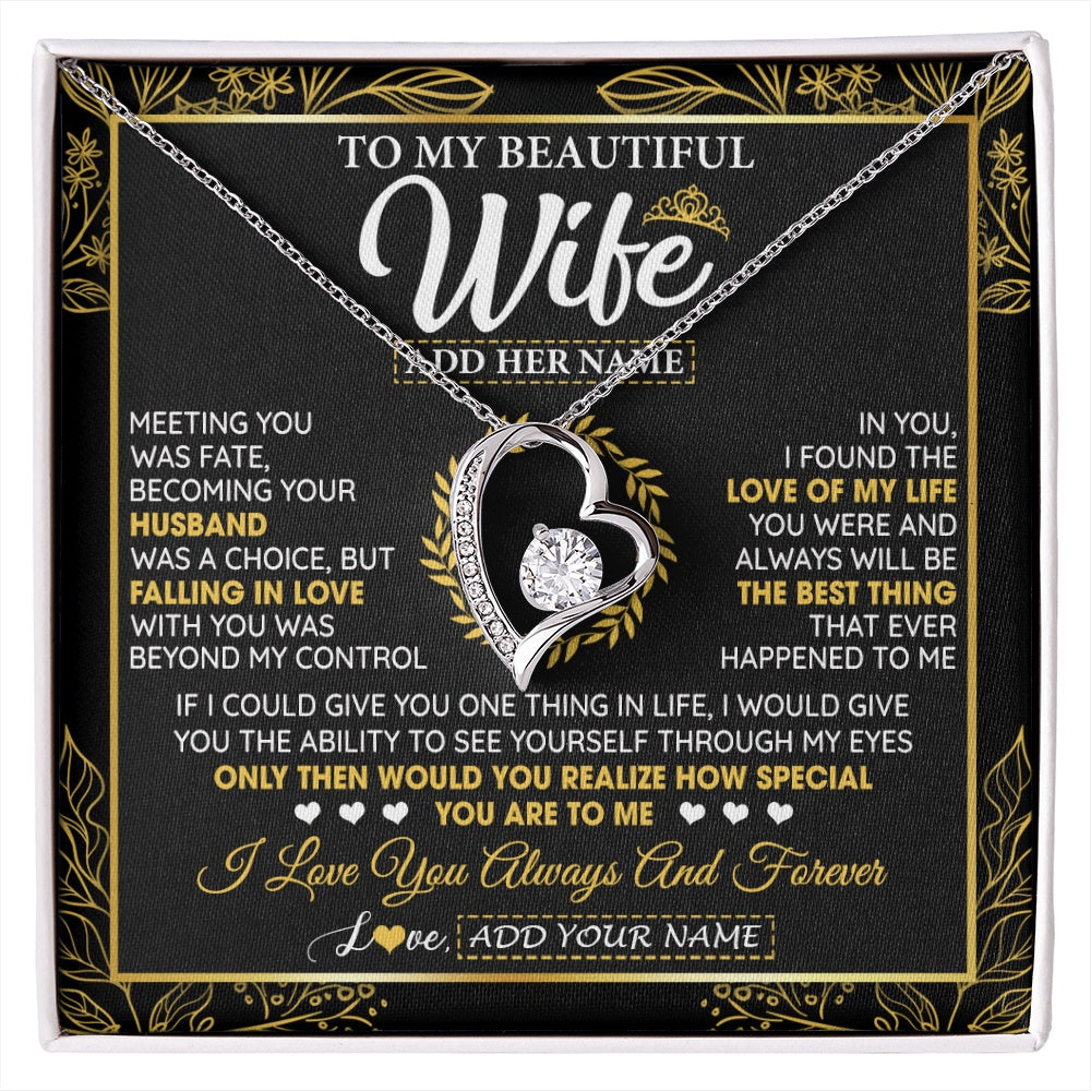 Forever Love Necklace 14K White Gold Finish | 1 | Personalized To My Wife Necklace From Husband Metting You Wife Birthday Gifts Soulmate Valentines Gifts For Wife Christmas Mothers Day Gift Box Message Card | siriusteestore.myshopify