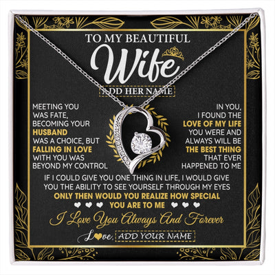 Forever Love Necklace 14K White Gold Finish | 1 | Personalized To My Wife Necklace From Husband Metting You Wife Birthday Gifts Soulmate Valentines Gifts For Wife Christmas Mothers Day Gift Box Message Card | siriusteestore.myshopify