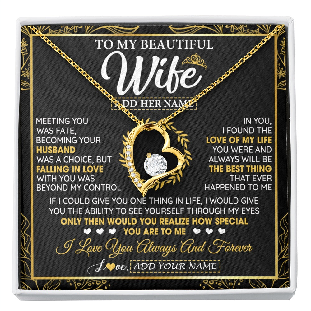 Forever Love Necklace 18K Yellow Gold Finish | 1 | Personalized To My Wife Necklace From Husband Metting You Wife Birthday Gifts Soulmate Valentines Gifts For Wife Christmas Mothers Day Gift Box Message Card | siriusteestore.myshopify