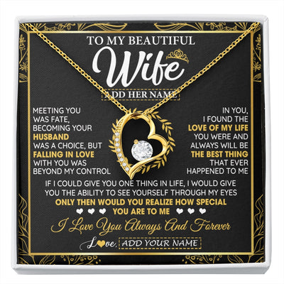 Forever Love Necklace 18K Yellow Gold Finish | 1 | Personalized To My Wife Necklace From Husband Metting You Wife Birthday Gifts Soulmate Valentines Gifts For Wife Christmas Mothers Day Gift Box Message Card | siriusteestore.myshopify