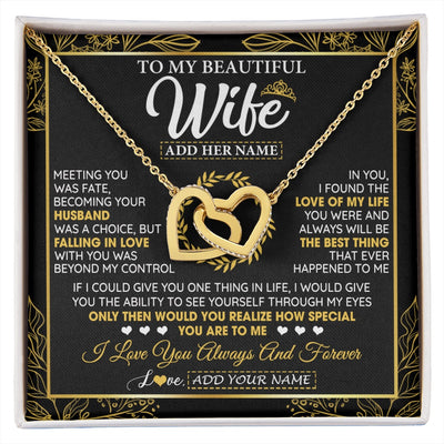 Interlocking Hearts Necklace 18K Yellow Gold Finish | 1 | Personalized To My Wife Necklace From Husband Metting You Wife Birthday Gifts Soulmate Valentines Gifts For Wife Christmas Mothers Day Gift Box Message Card | siriusteestore.myshopify