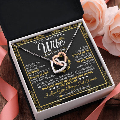 Interlocking Hearts Necklace Stainless Steel & Rose Gold Finish | 2 | Personalized To My Wife Necklace From Husband Metting You Wife Birthday Gifts Soulmate Valentines Gifts For Wife Christmas Mothers Day Gift Box Message Card | siriusteestore.myshopify
