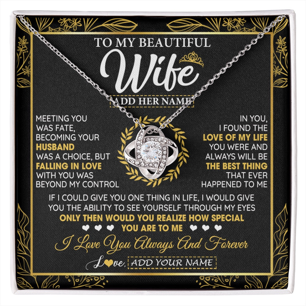 Love Knot Necklace 14K White Gold Finish | 1 | Personalized To My Wife Necklace From Husband Metting You Wife Birthday Gifts Soulmate Valentines Gifts For Wife Christmas Mothers Day Gift Box Message Card | siriusteestore.myshopify