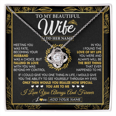 Love Knot Necklace 14K White Gold Finish | 1 | Personalized To My Wife Necklace From Husband Metting You Wife Birthday Gifts Soulmate Valentines Gifts For Wife Christmas Mothers Day Gift Box Message Card | siriusteestore.myshopify