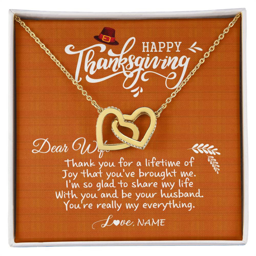 Interlocking Hearts Necklace 18K Yellow Gold Finish | 1 | Personalized To My Wife Necklace From Husband Thank You Fo A Lifetime Thanksgiving Day For Herr Pendant Jewelry Customized Gift Box Message Card | siriusteestore