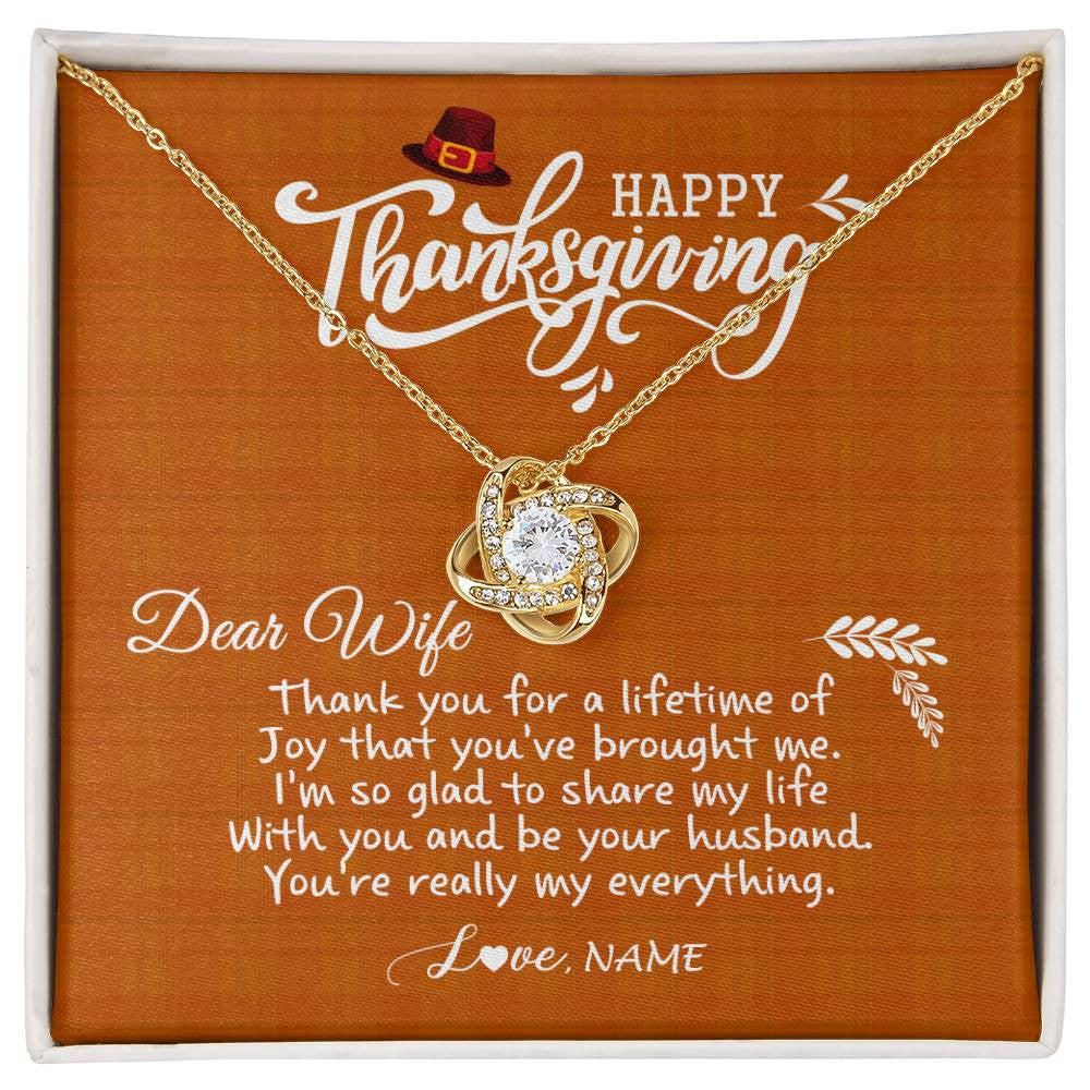 Love Knot Necklace 18K Yellow Gold Finish | 1 | Personalized To My Wife Necklace From Husband Thank You Fo A Lifetime Thanksgiving Day For Herr Pendant Jewelry Customized Gift Box Message Card | siriusteestore