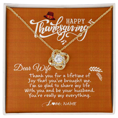 Love Knot Necklace 18K Yellow Gold Finish | 1 | Personalized To My Wife Necklace From Husband Thank You Fo A Lifetime Thanksgiving Day For Herr Pendant Jewelry Customized Gift Box Message Card | siriusteestore