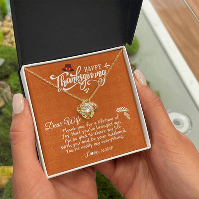 Love Knot Necklace 18K Yellow Gold Finish | 2 | Personalized To My Wife Necklace From Husband Thank You Fo A Lifetime Thanksgiving Day For Herr Pendant Jewelry Customized Gift Box Message Card | siriusteestore